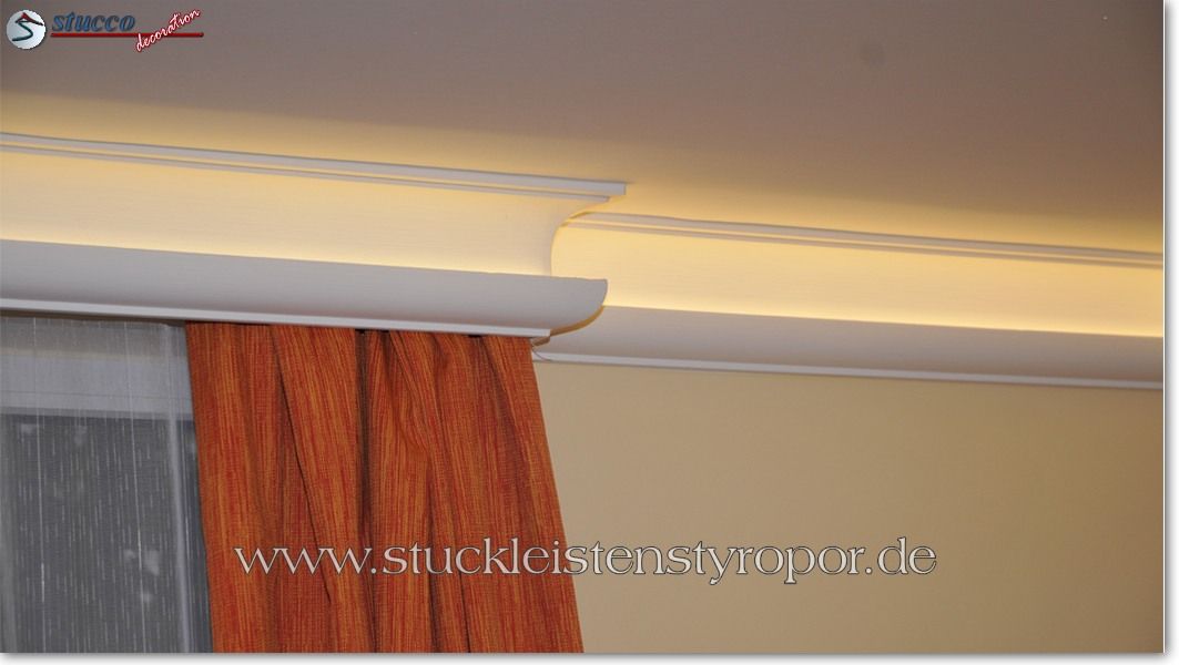 Stuckleiste, Vorhangleiste und Eckelemente mit Stuckmuster N&uuml;rnberg 206 Plexi Plus